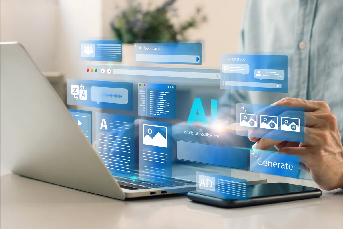 Content writer using AI tools to enhance writing while maintaining a human voice