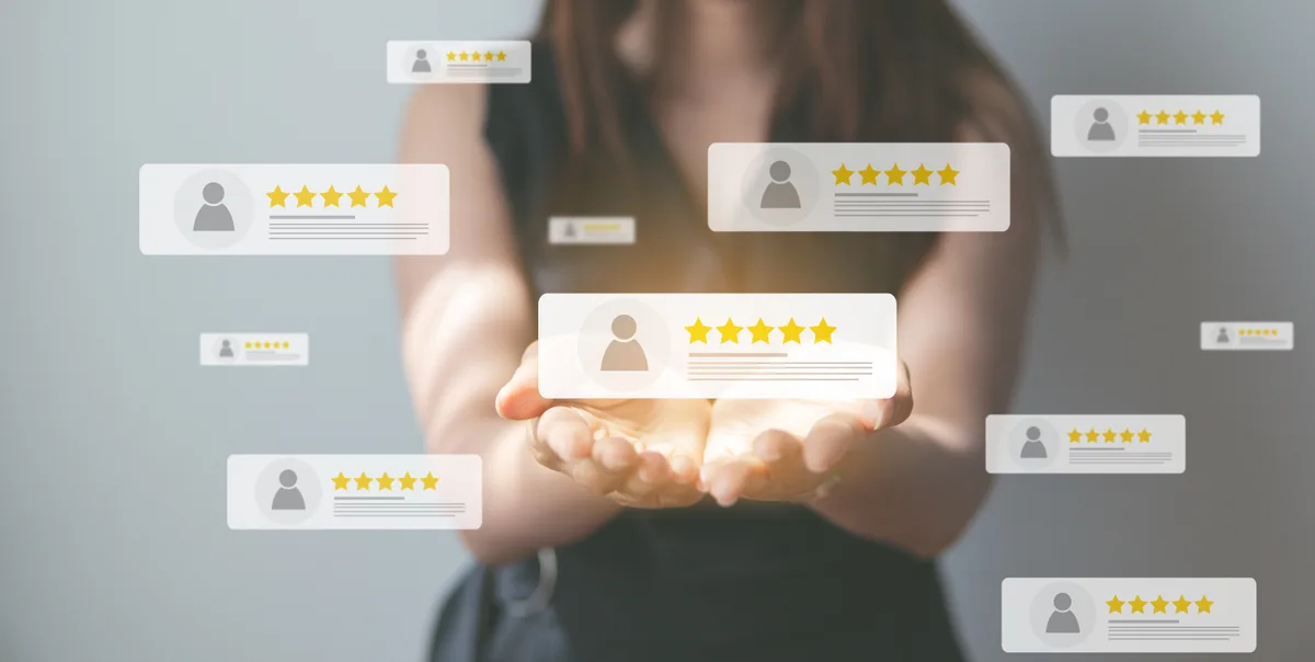 Customer reviews and testimonials being showcased as social proof on a website